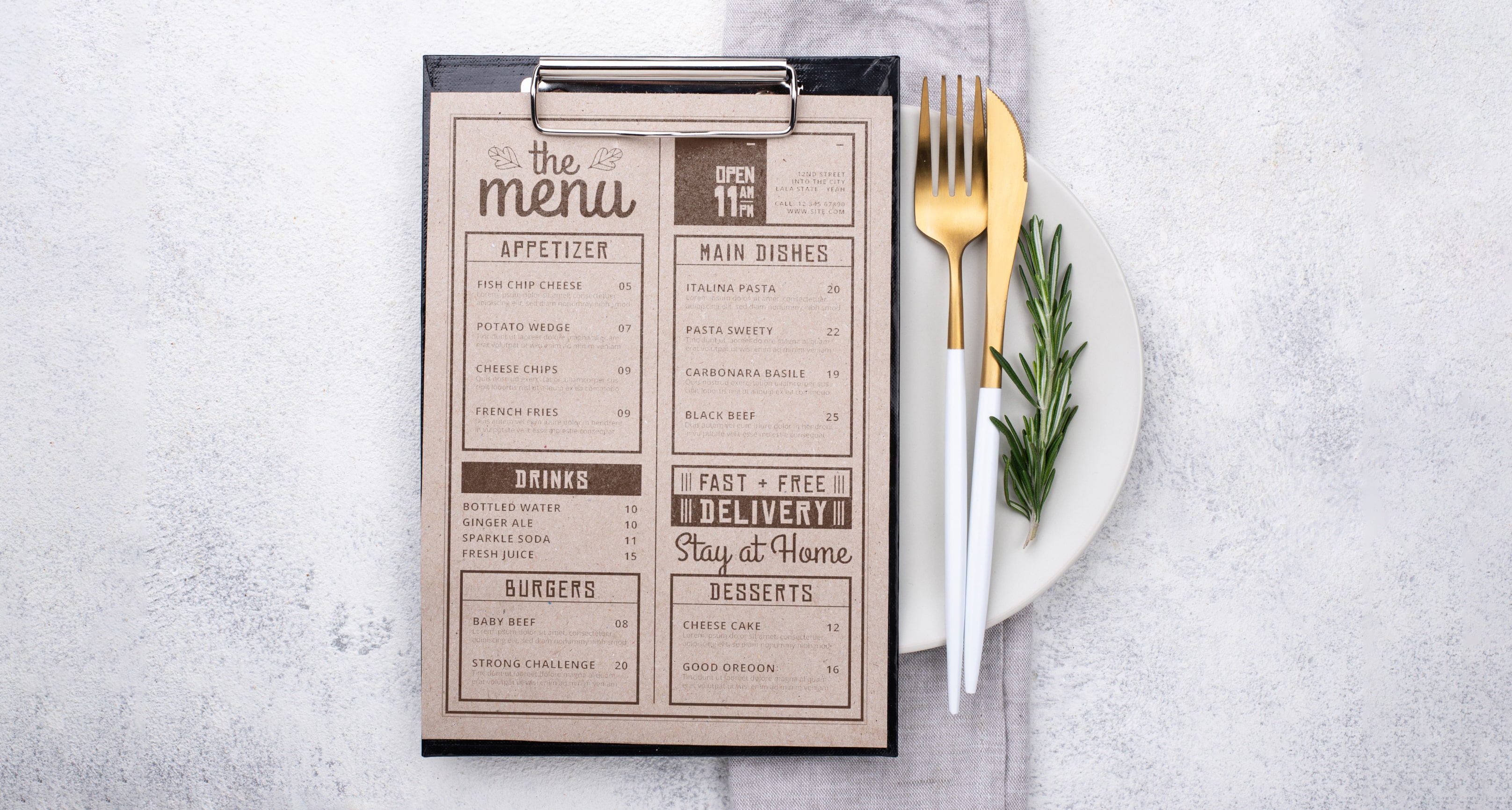 Sample menu